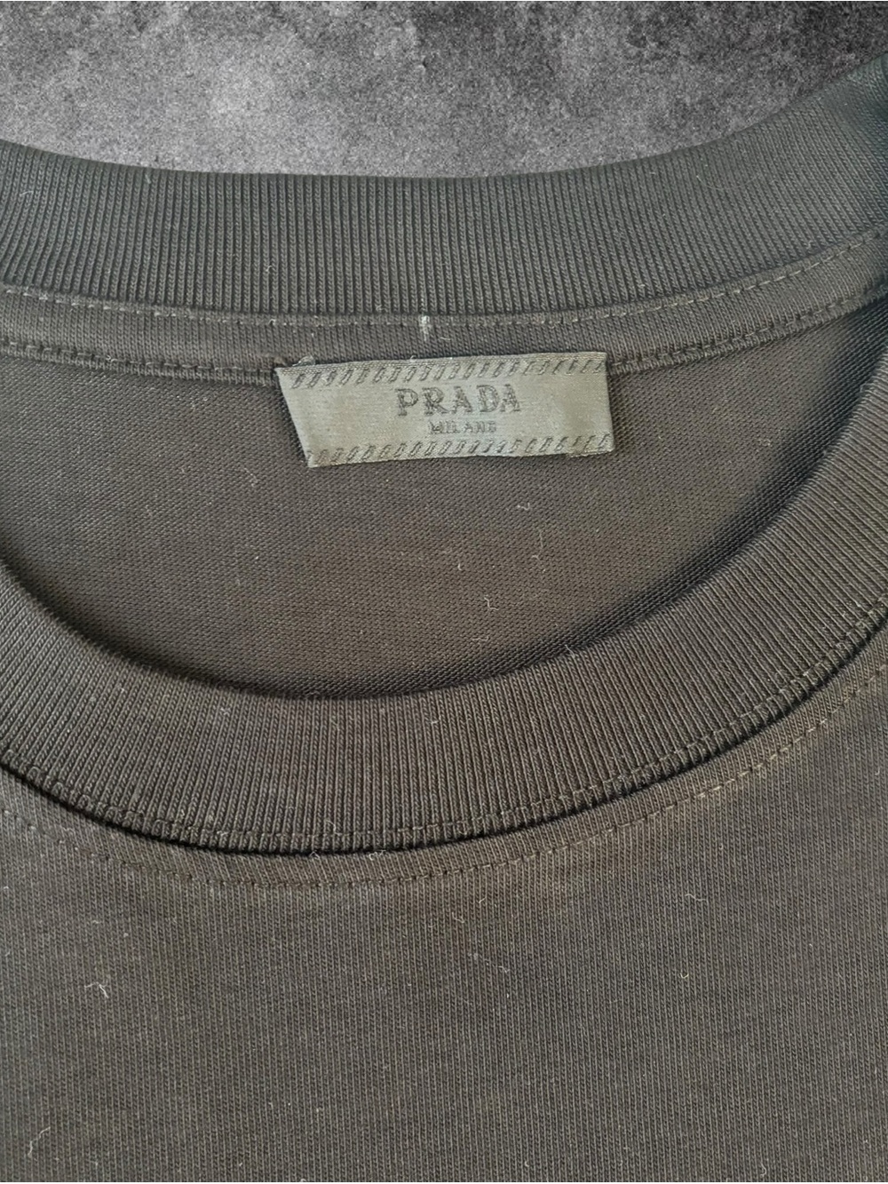 Prada Black Short-Sleeve Crewneck T-Shirt with Diagonal Nylon Zip Panel - Picture 5 of 6